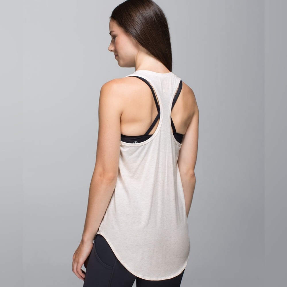 Lululemon Yogi Racerback Tank Top in Heathered Angel White Cream Size 0 - Picture 2 of 11
